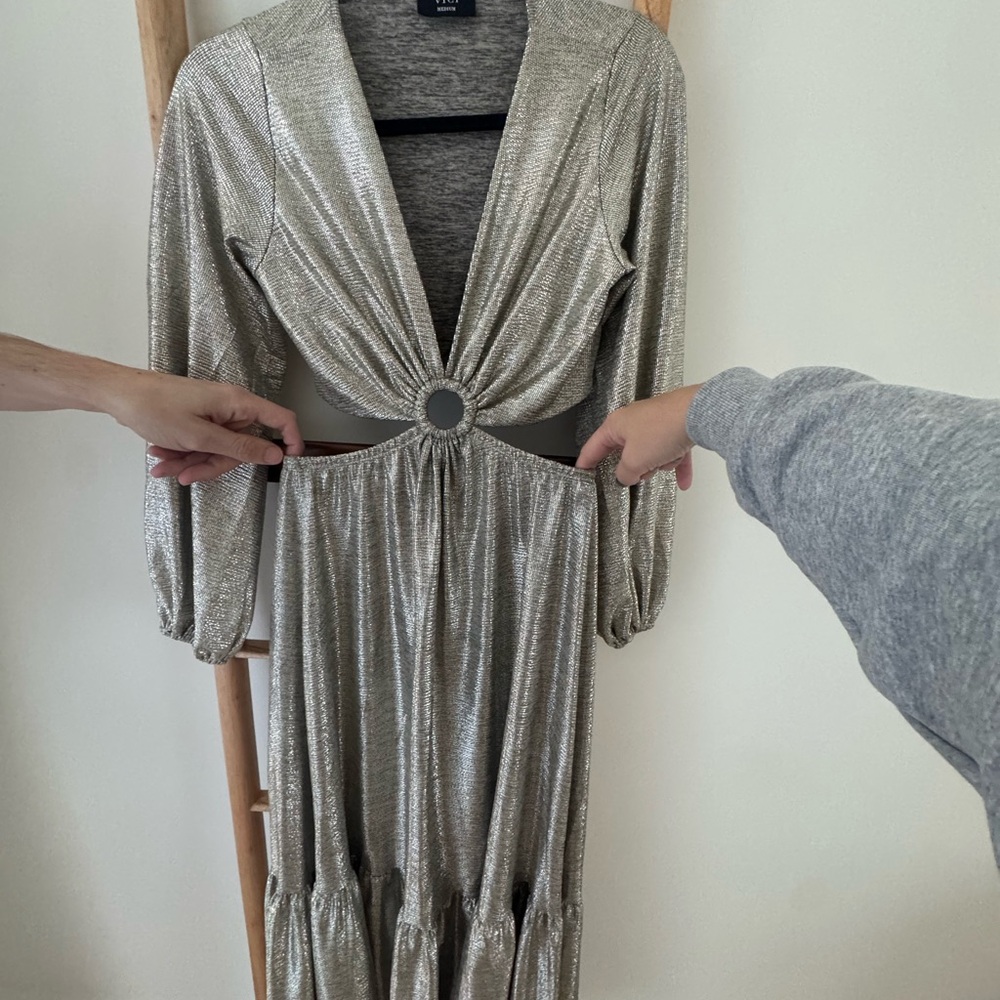 Elegant Silver Evening Dress